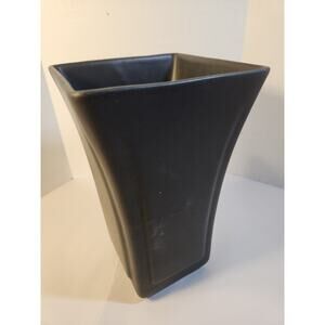 Halloween Pottery Matte Black Mid Century Modern Vase 9"